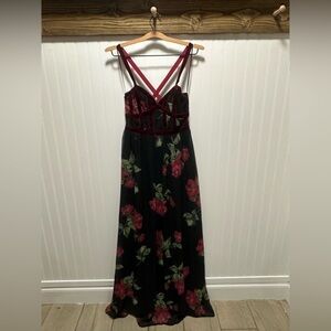 Altar'd State Dark Floral Maxi Sz S Babydoll Whimsygoth Dark Fairy Grunge